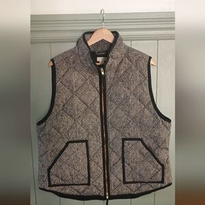 J. Crew Black and White Herringbone Zip Vest